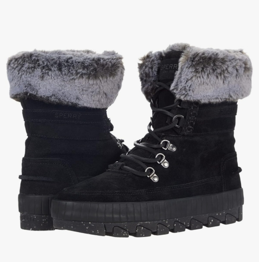 Sperry Women's Torrent Lace Up Waterproof Faux Fur Winter Boot Sz-8.5